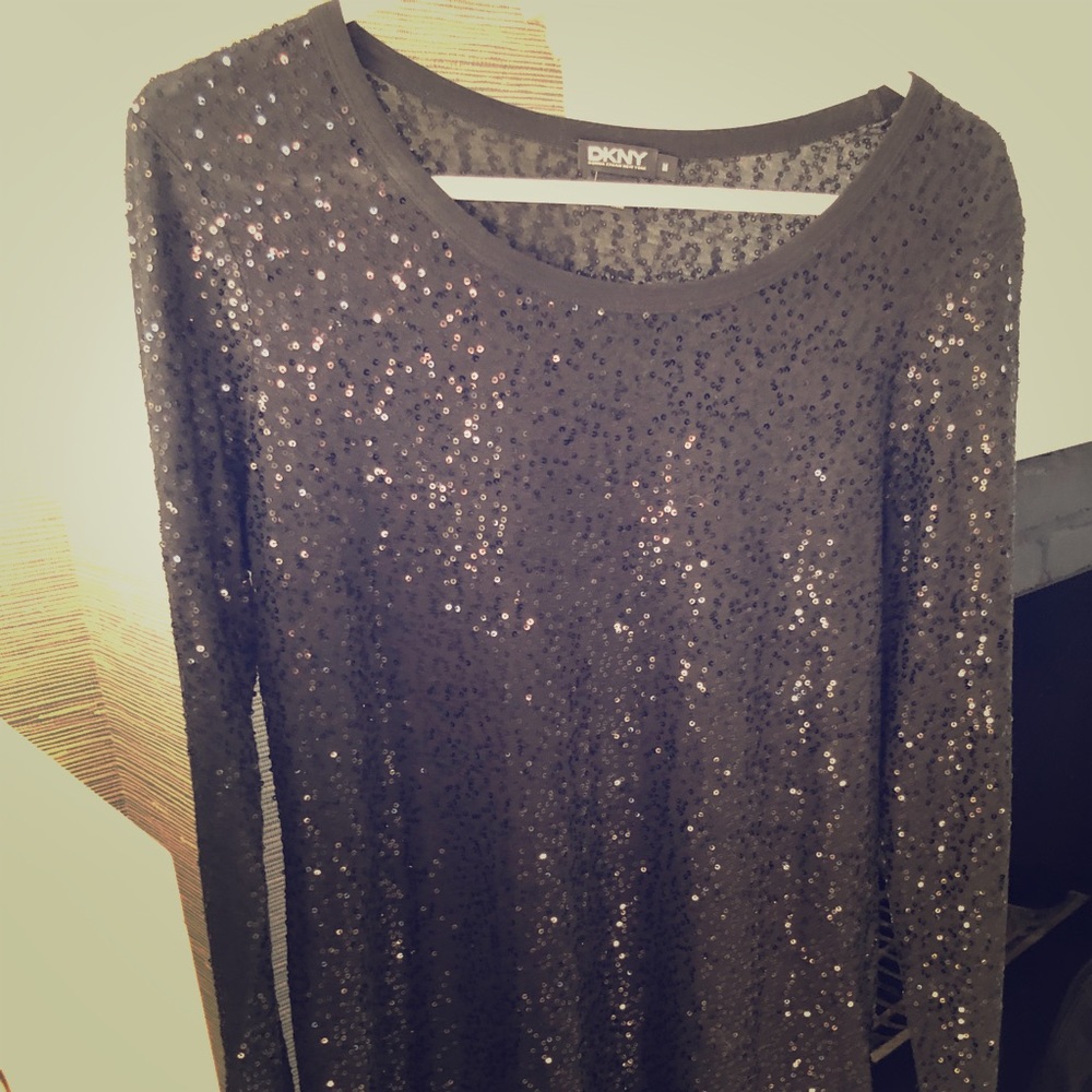 DKNY Black Sequin Dress